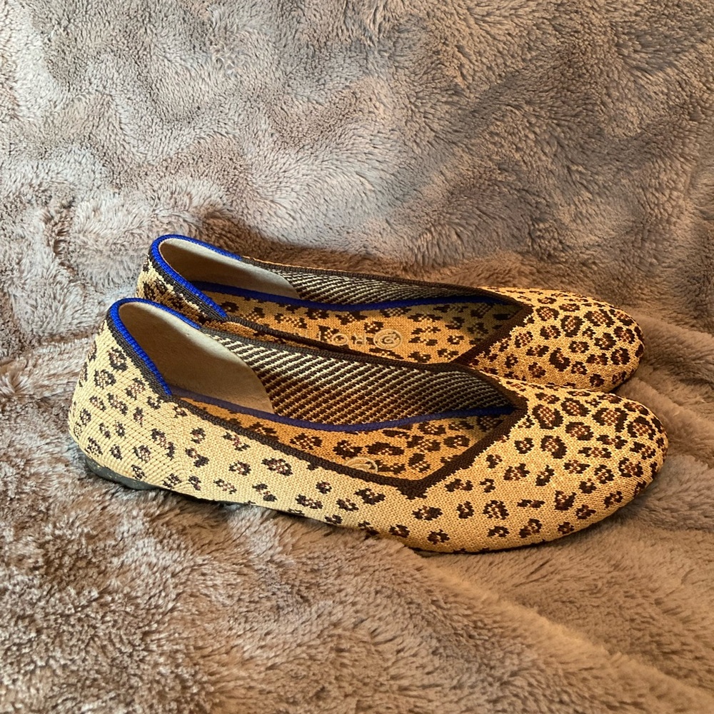 Rothy’s Shoes Round Toe Cheetah Knit Flat Size 7.5